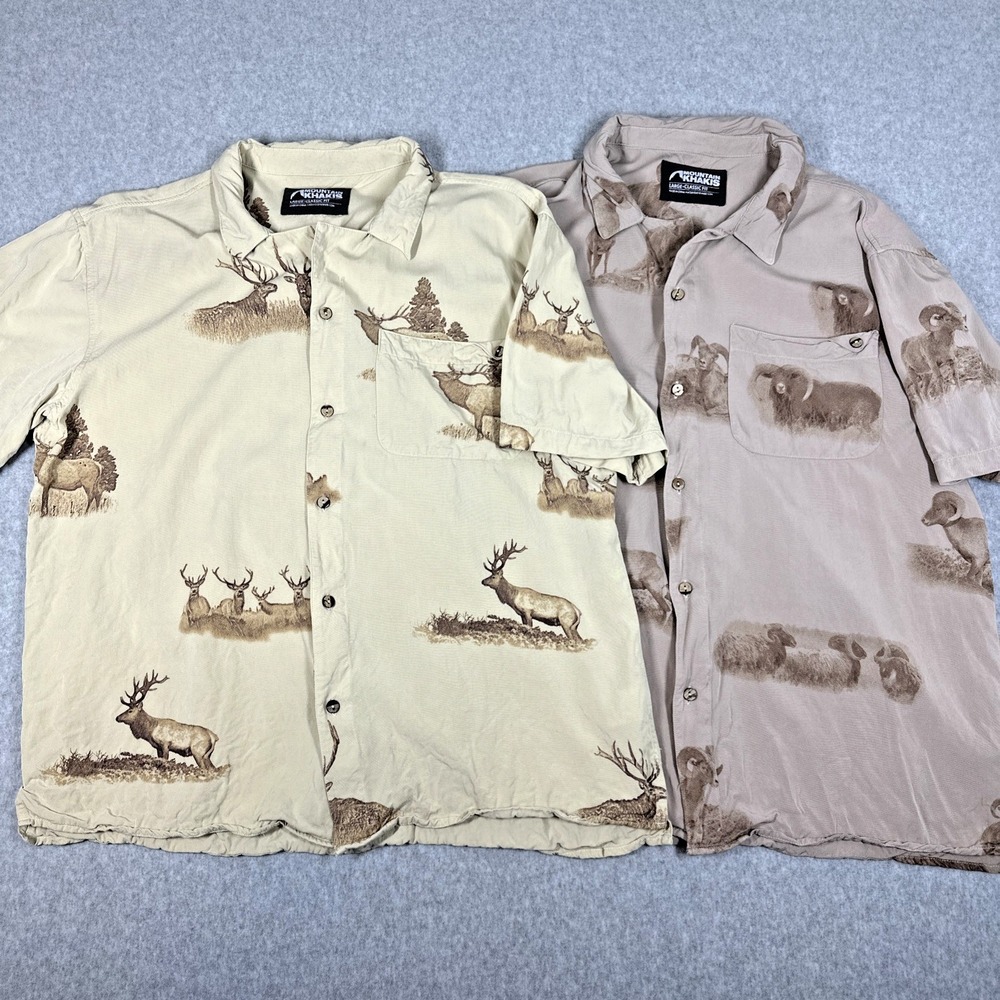 Mountain Khakis Men's Campsite SS Button‎ Up Shirt Elk & Ram Size Large Lot Of 2